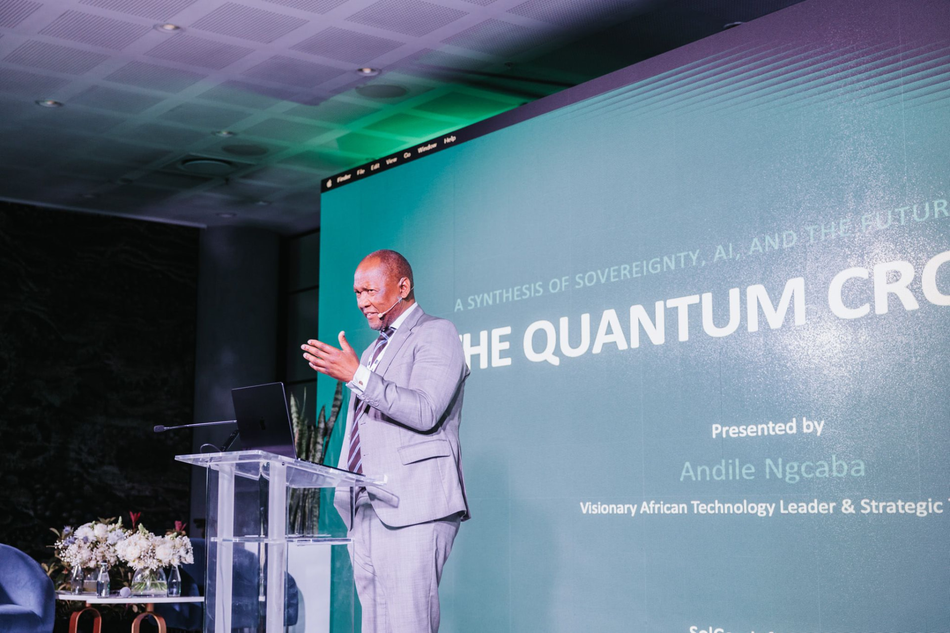 Dr Andile Ngcaba presenting at a Solcon Infinity event