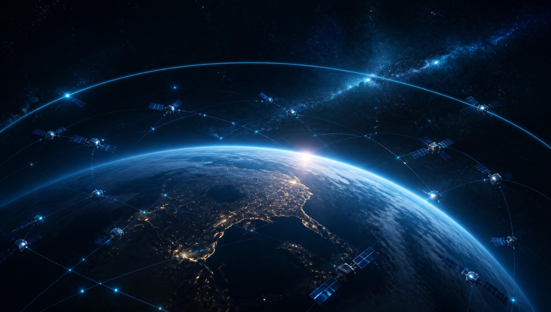 Earth from space with a constellation of connected satellites